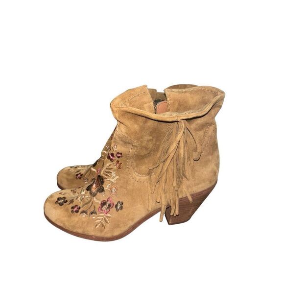 Sam Edelman Letti Leather Tassle Booties Floral Embroidered Size 10 M Festival - Picture 6 of 13